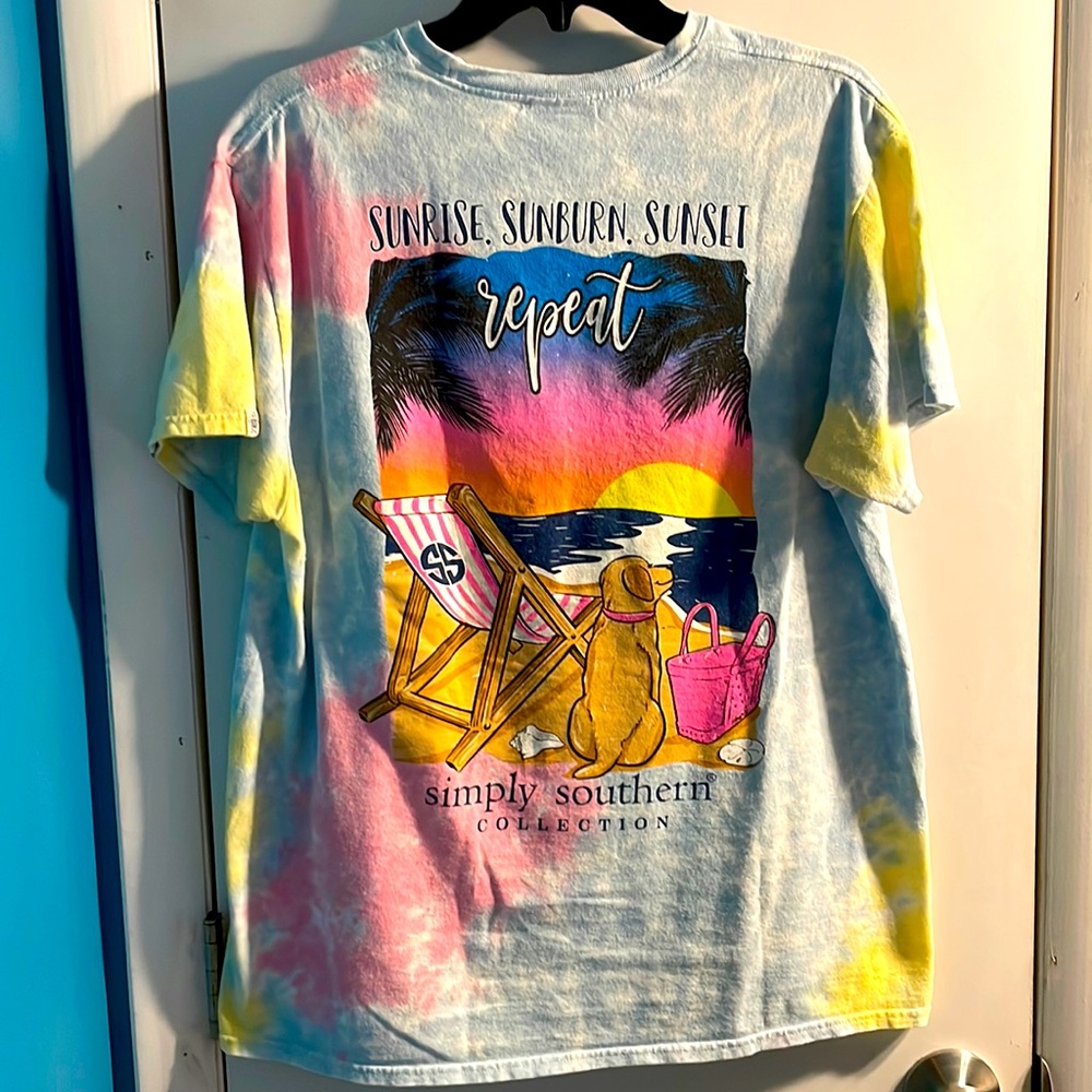 Simply Southern short sleeve tshirt. Tye dye sunrise sunburn repeat